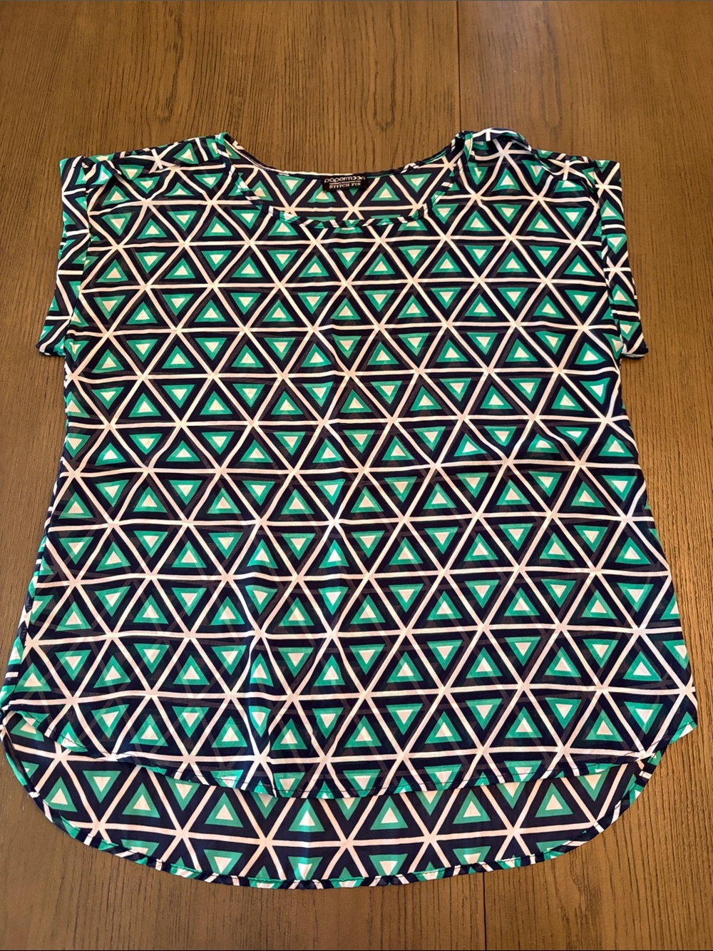 Papermoon Green & Navy Geometric Cap Sleeve Top